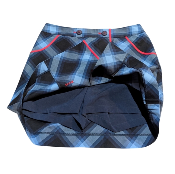 Cutter & Buck Golf Skort Plaid Buttons Preppy Country Club size 4 Red Blue - Picture 3 of 7